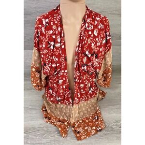 Michael Stars Los‎ Angeles Womens Kimono Wrap Red Floral Cover Up One Size